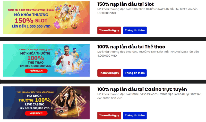 khuyến mãi 12BET